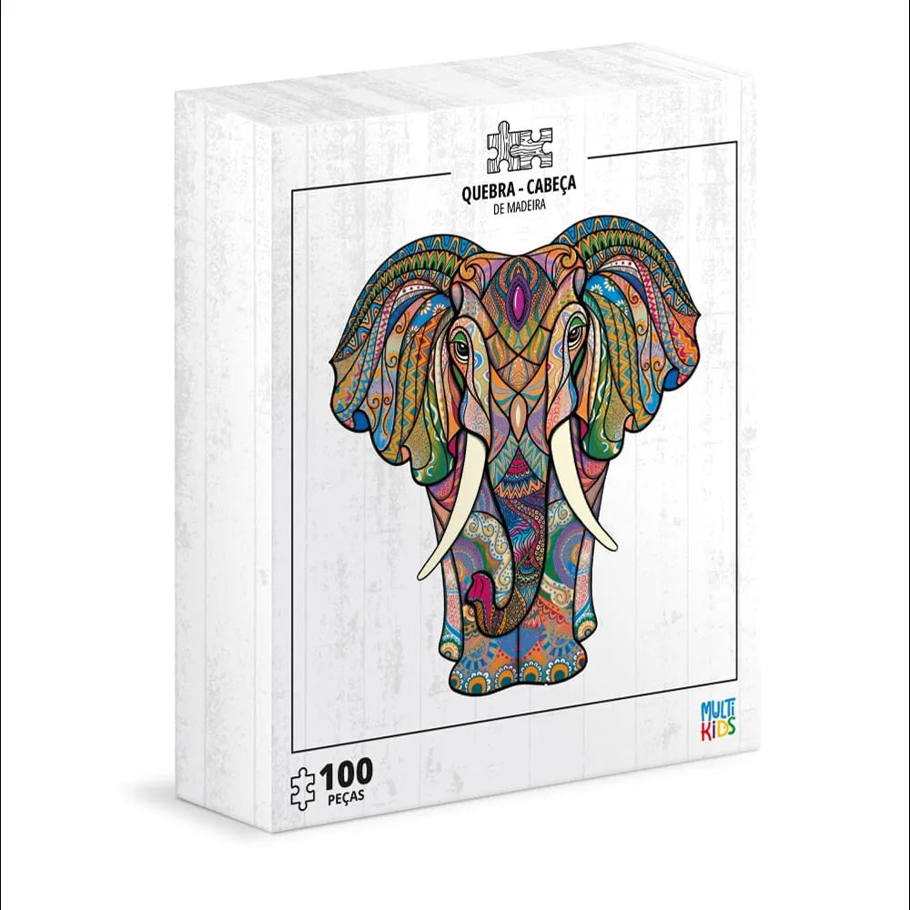 Quebra-Cabeça de Madeira Elefante - 98 peças