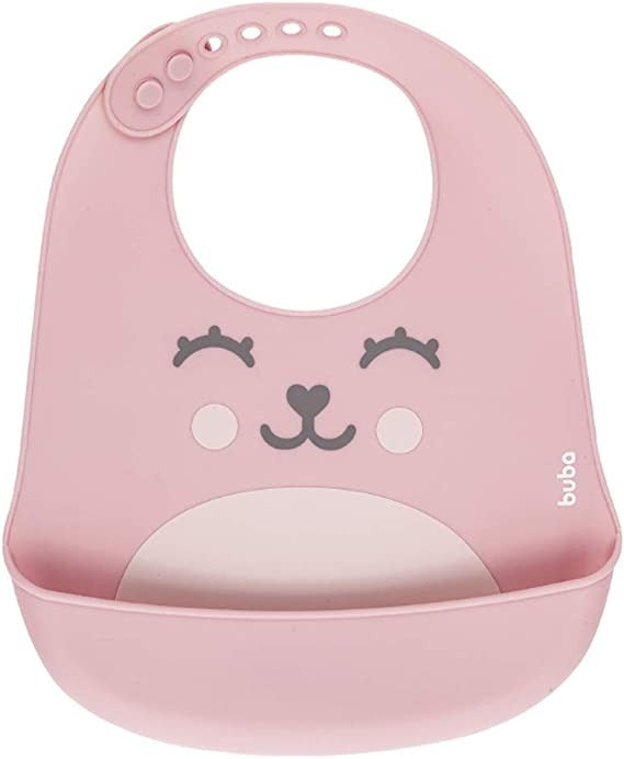 Babador de Silicone com Pega Migalhas Gumy - Rosa