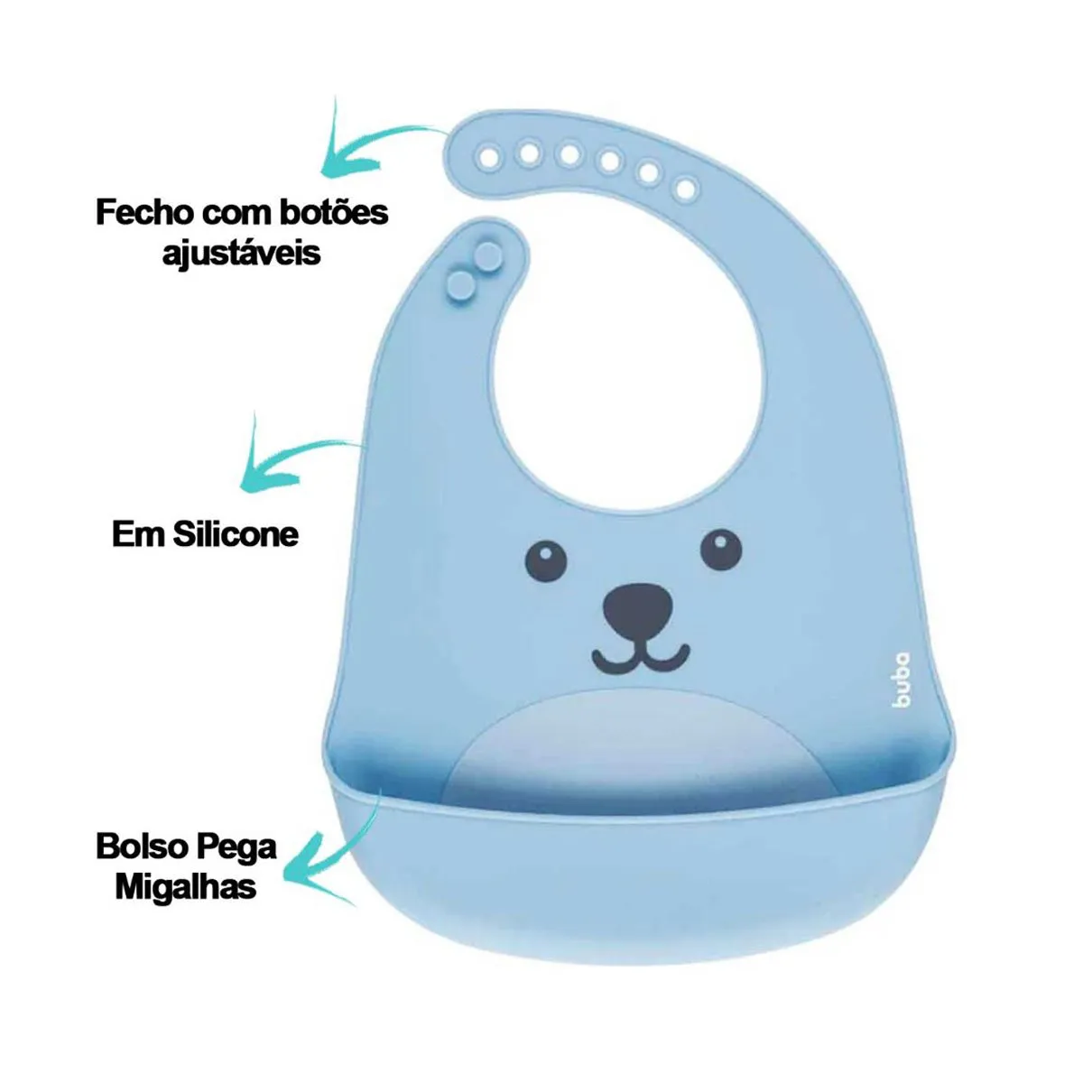 Babador de Silicone com Pega Migalhas Gumy - Azul